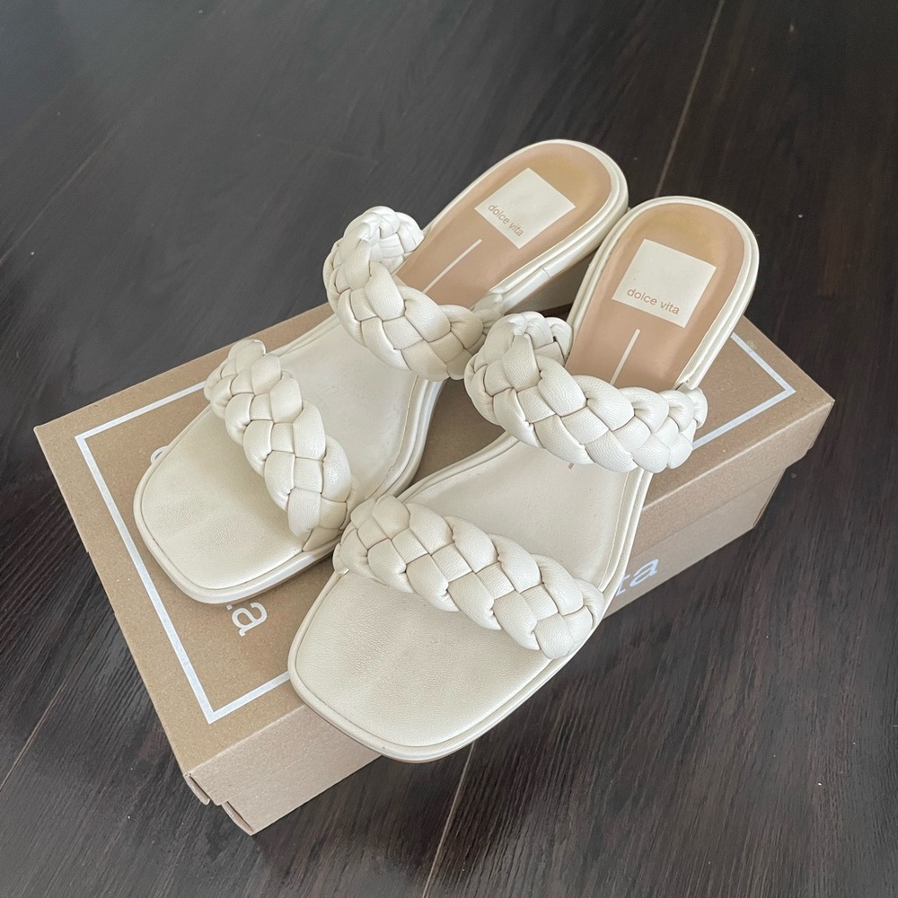 Dolce Vita Ronin White Braided Sandals 7.5